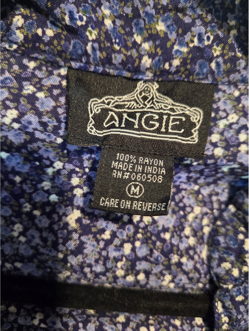 Angie Medium Blue Floral Rayon Dress - Picture 4 of 4